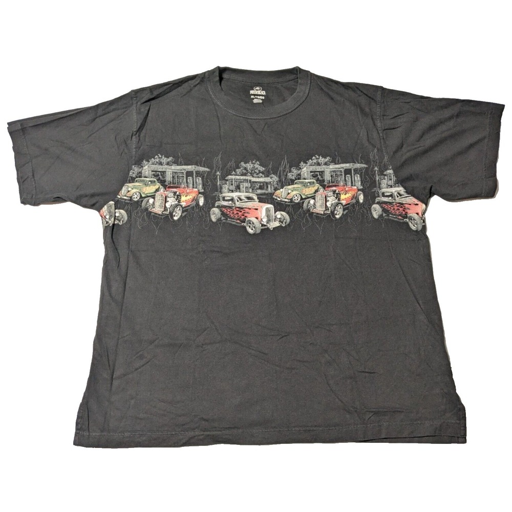 REDHEAD Classic Hot Rod Cars Men Size XL Black Cottonโ Double-Sided T-Shirt EUC